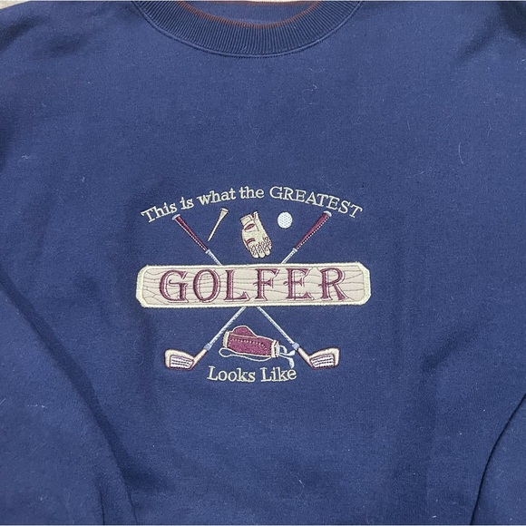 Vintage Navy Embroidered Golf Sweatshirt - Picture 2 of 3
